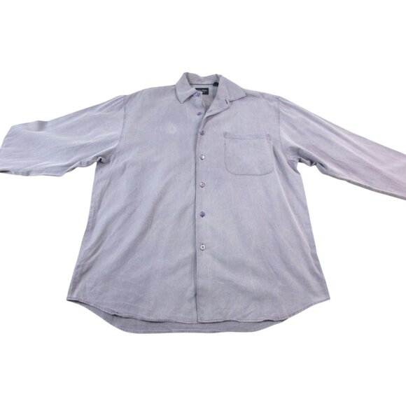 Indigo Palms Shirt Mens Medium Purple Denim Regular Long Sleeve Collar Button-Up - Picture 1 of 10